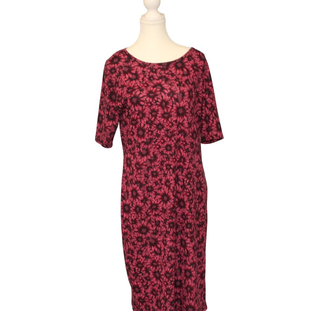 LuLaRoe Women’s Julia Pink Daisy Floral Print Short Sleeve Dress Size XL